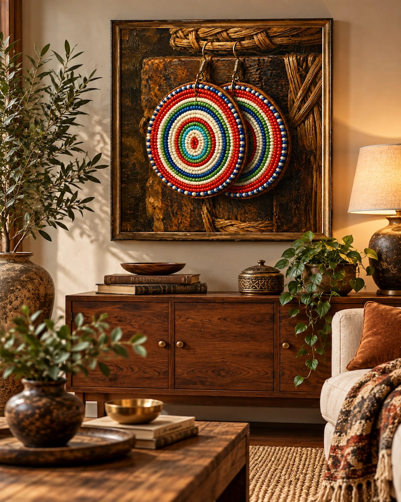 Oil Paint of Maasai Beaded Ear Ornament